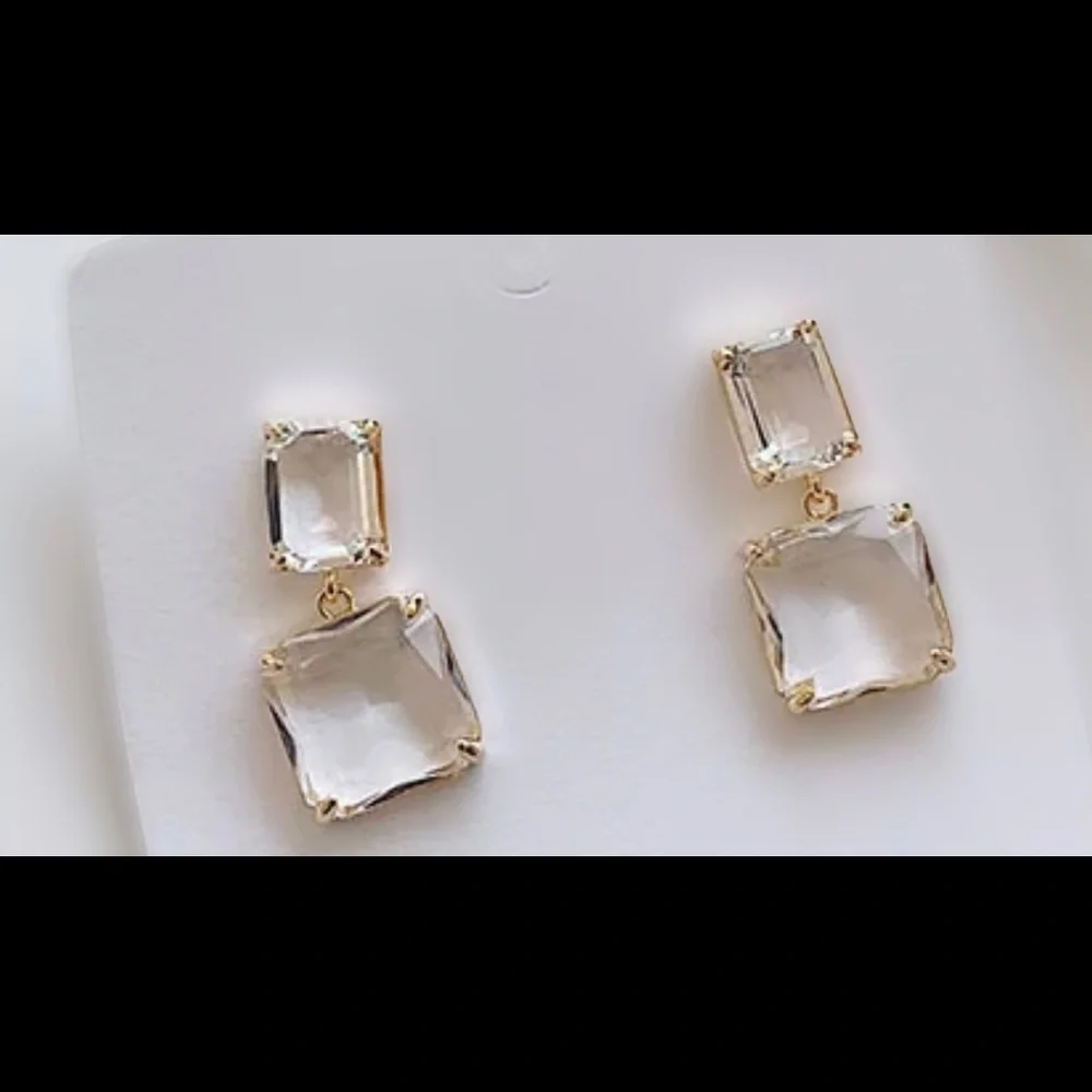 💎 Square crystal earrings - Picture 2 of 4